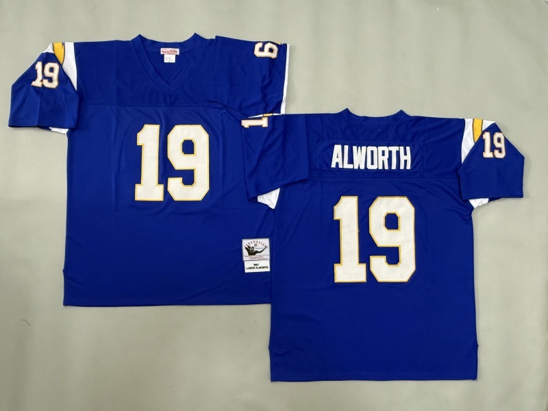 Men 2025 Los Angeles Chargers #19 Alworth blue Throwback Limited NFL Jersey style 002